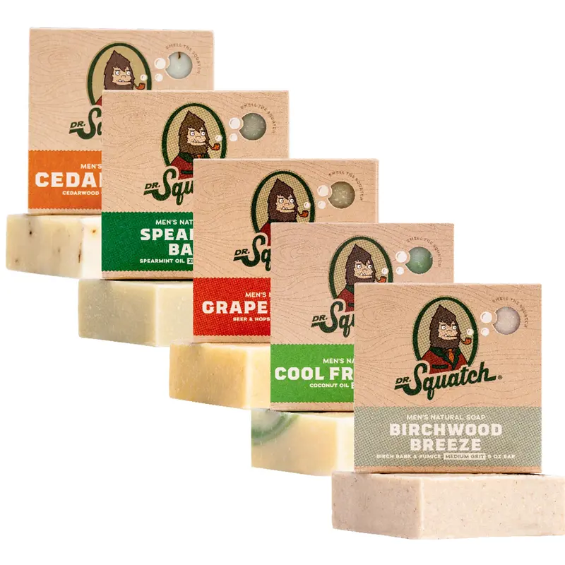 Dr. Squatch Savon Barres Naturels pour Hommes – Saponification à Froid – 5 Barres – Aloe Frais, Cedar Citrus, Birchwood Breeze, Menthe Basilic & Pamplemousse IPA