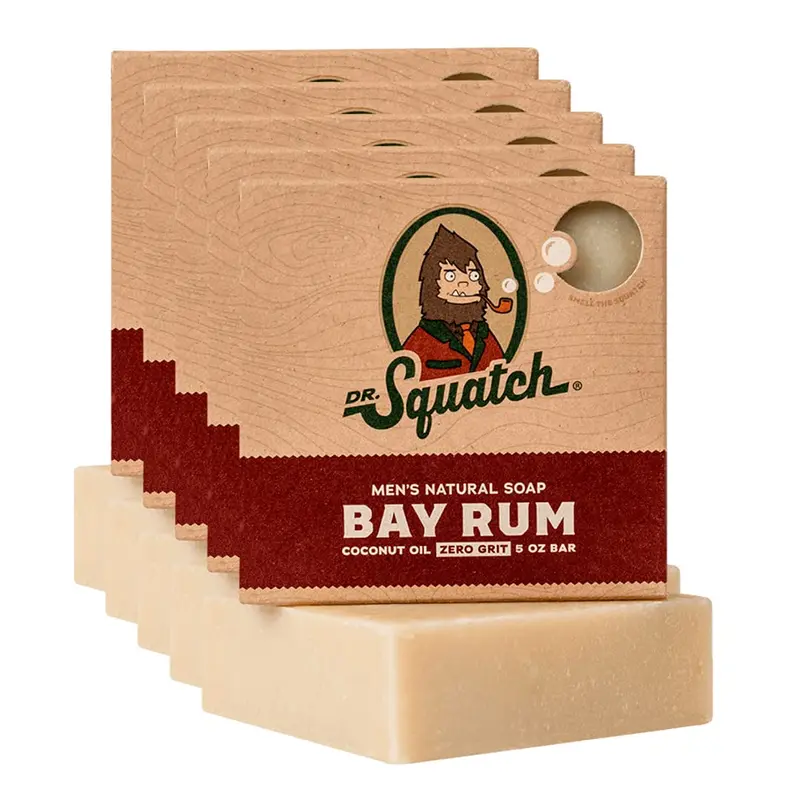 Dr. Squatch Savon en Barre Naturel Bay Rum – Procédé à Froid, Coffret 5 barres