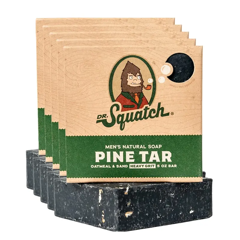 Dr. Squatch Savon Naturel pour Hommes – Barre goudron de pin (5 oz) – Pack 5