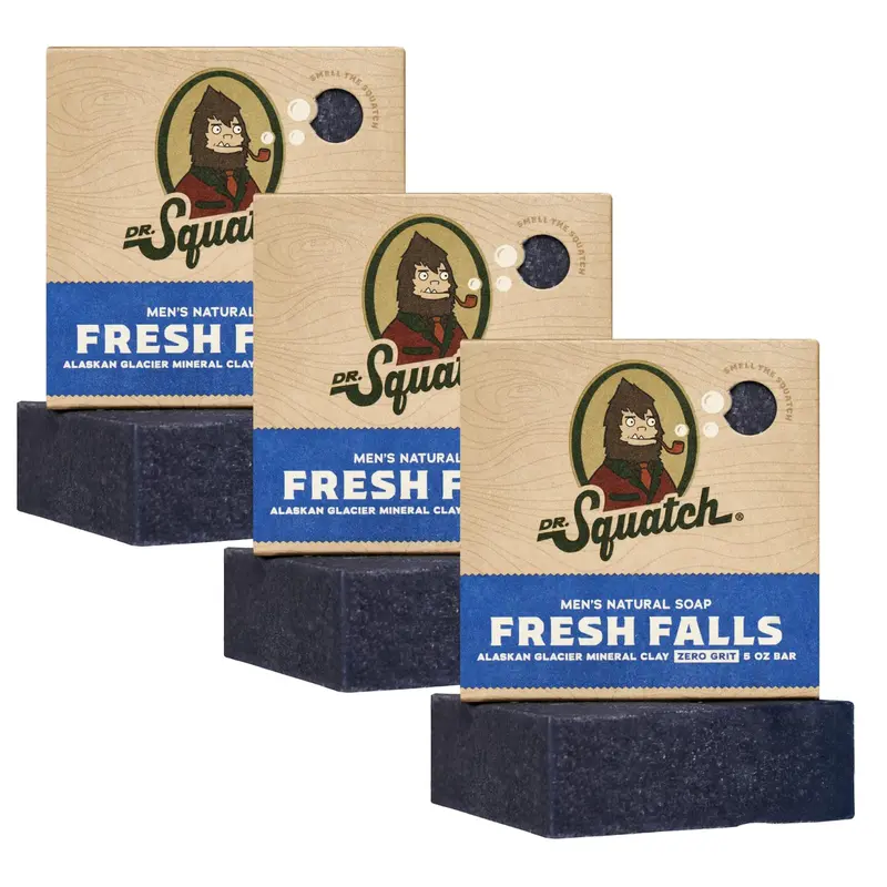Dr. Squatch Savon Naturel pour Hommes – Fresh Falls (Procédé Froid) Lot de 3 Barres