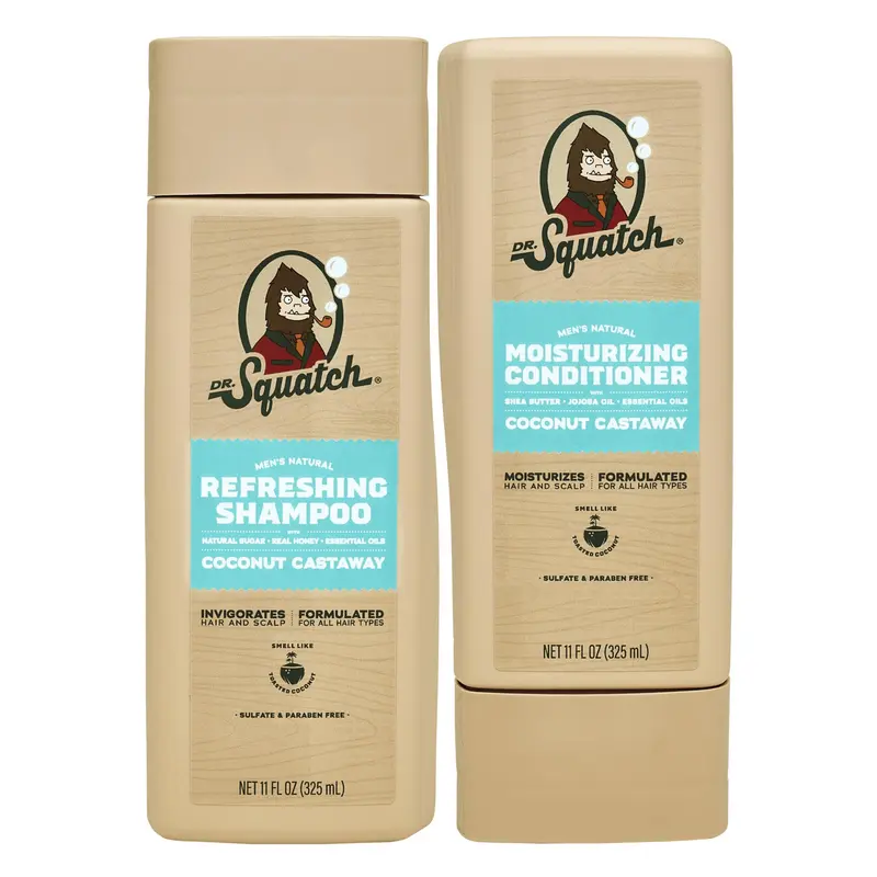 Dr. Squatch Shampoing et Après-Shampoing Naturels pour Hommes – Coconut Castaway, Lot de 2 flacons