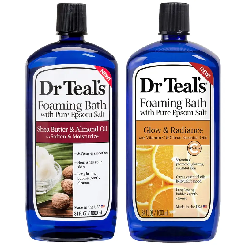 Dr Teal's Bain Moussant en Duo – Beurre de Karité & Amande + Vitamine C et Agrumes, 68 oz