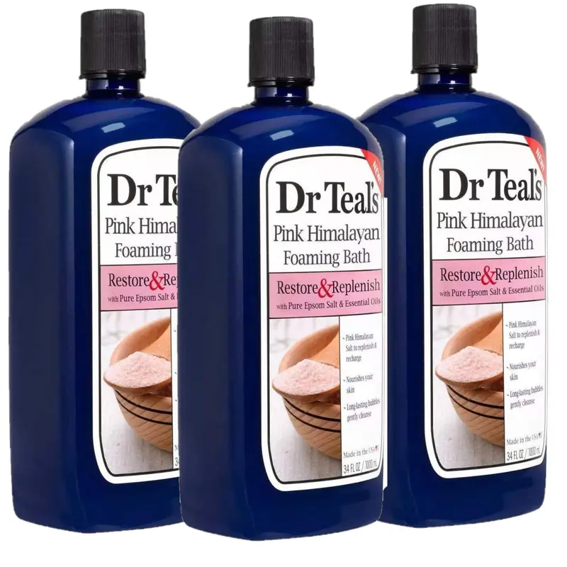 Dr Teal's Bain Mousse au Sel Rose de l’Himalaya – Coffret 3 × 34 oz, Bergamote & Orange Douce