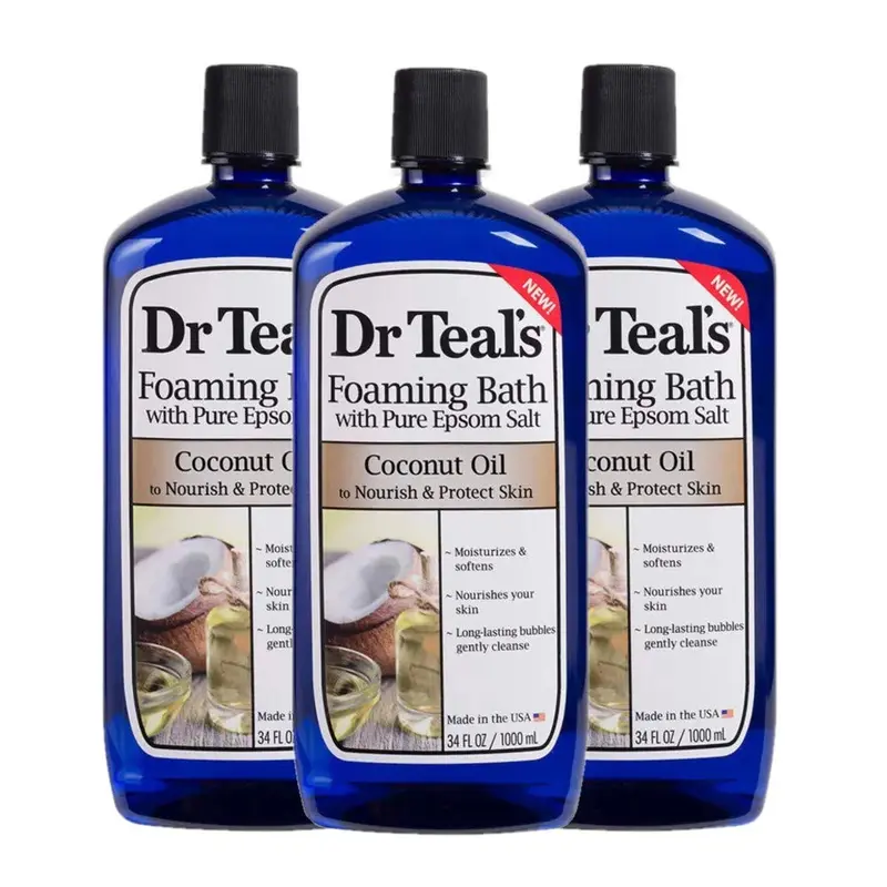 Dr Teal's Coffret Bain Mousse Coco – 3x34oz | Hydratation Coco + Epsom pour Détente à Domicile