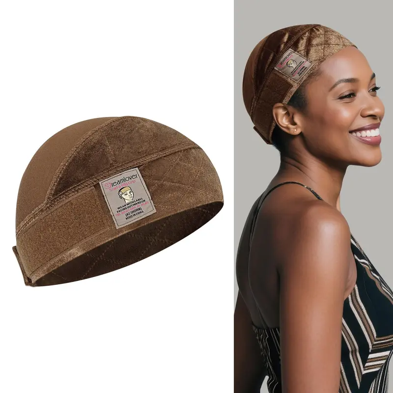 Dreamlover Wide Wig Grip Cap pour femmes – cap de maintien 2 en 1, bande velours anti-glisse pour perruques lace front, marron, 1 pièce