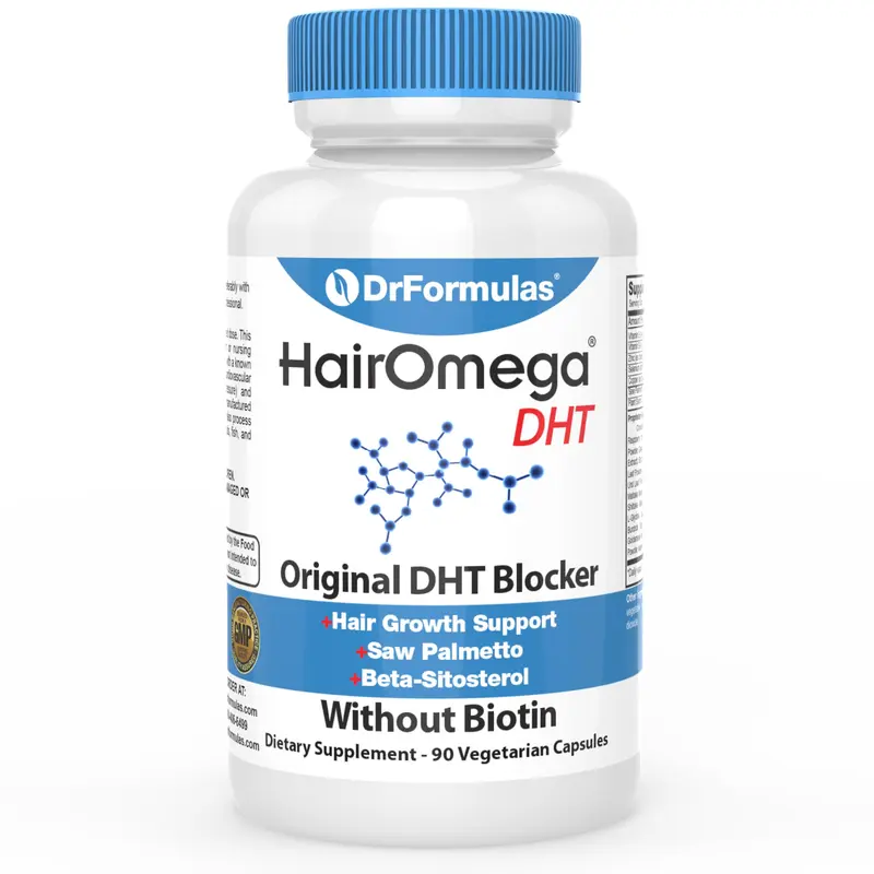 DrFormulas Original DHT Blocker Sans Biotine | Gélules de croissance capillaire pour femmes et hommes – 45 jours d'approvisionnement
