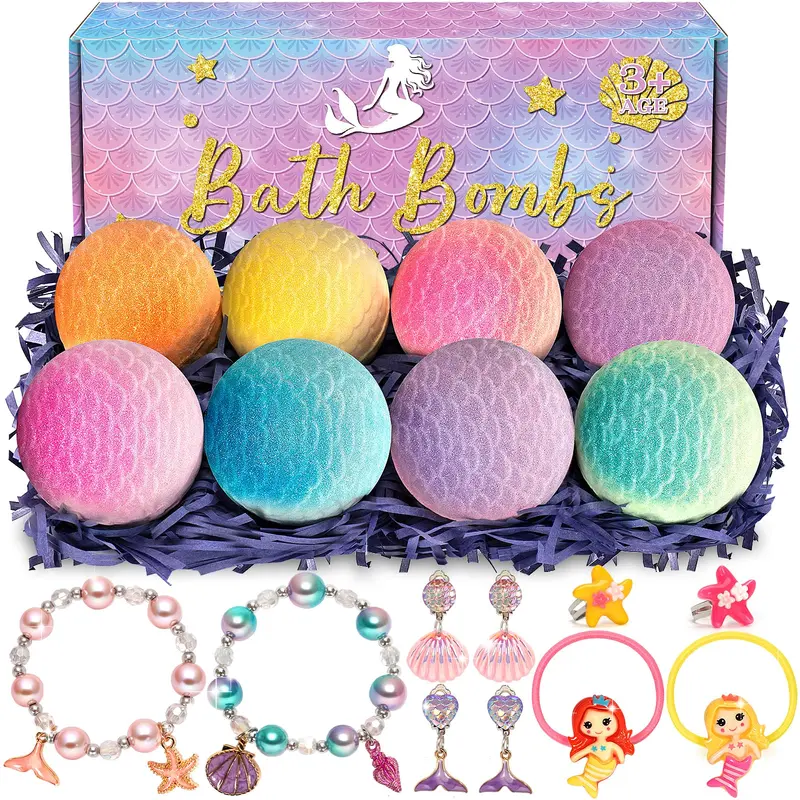 Duchong – 8 bombes de bain sirène pour filles (4–8 ans) avec jouets surprises
