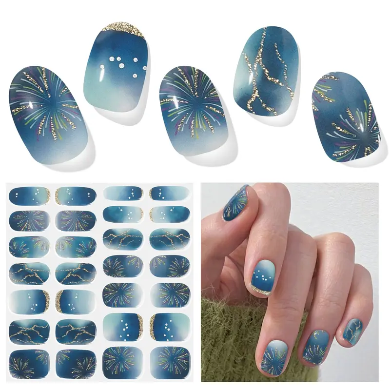 DUKASOU – Bandes gel semi-cuites Stars Shine, 28 pcs, compatibles UV, qualité salon, DIY