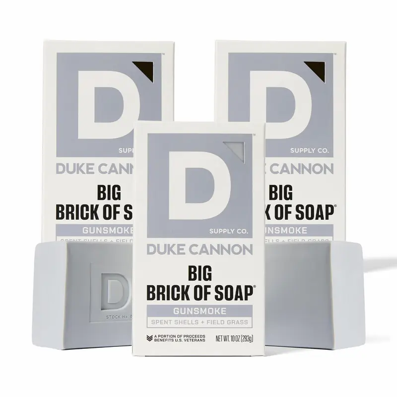 Duke Cannon Gun Smoke - Gros Savon en Barre 10 oz (3 Pack) Bois, Bourbon et Cuir