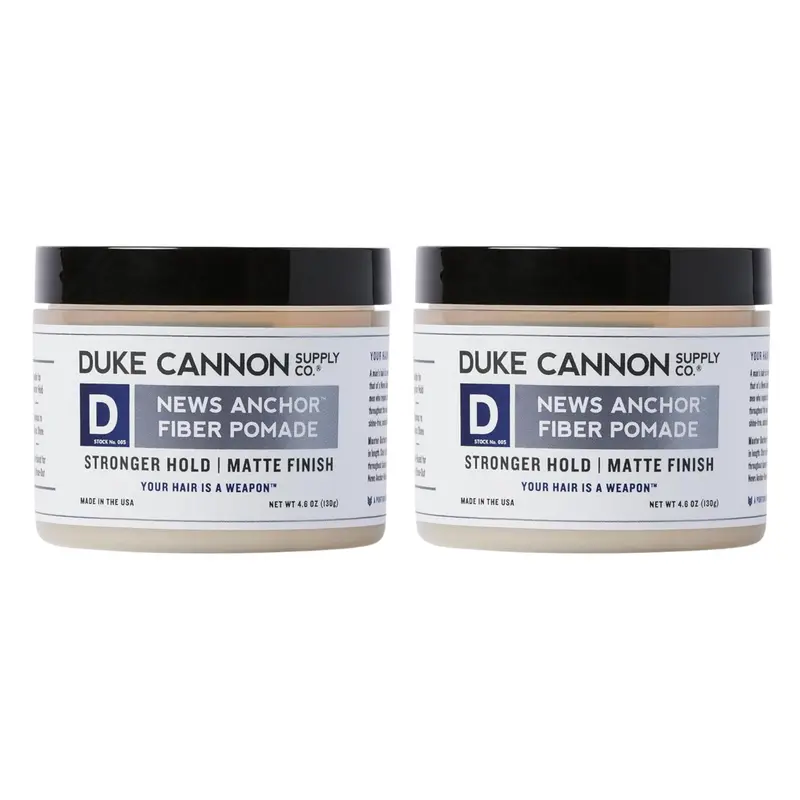 Duke Cannon News Anchor Pomade Fibre – Pack 2 x 4,6 oz – Forte tenue, fini mat, parfum cédré-santal