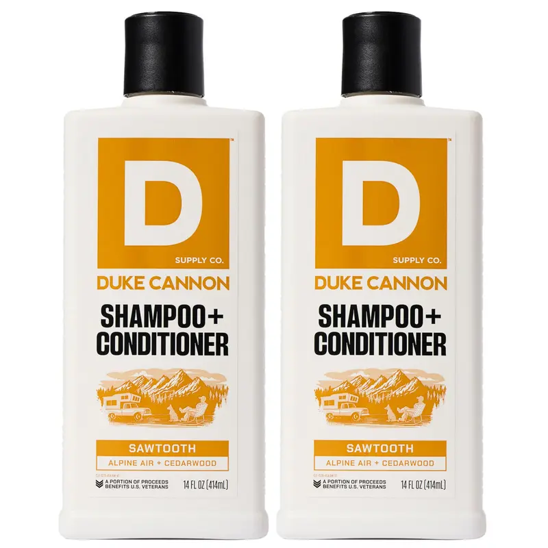 Duke Cannon Sawtooth 2-en-1 Shampoing & Après-Shampoing Homme – Frais Menthol, Pack 2 × 414 ml