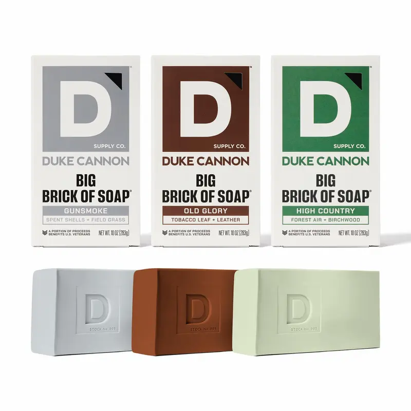 Duke Cannon Supply Co. Gros bloc de savon Frontier 30 — Pack varié (3 x 10 oz), parfums masculins