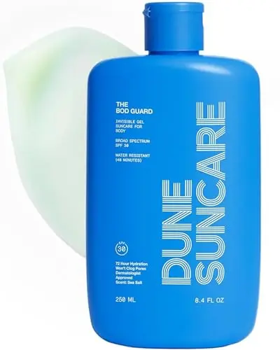 DUNE SUNCARE Le Bod Guard – Gel solaire transparent et invisible SPF30, 72h d'hydratation, 40 min résistance à l'eau, respectueux des récifs