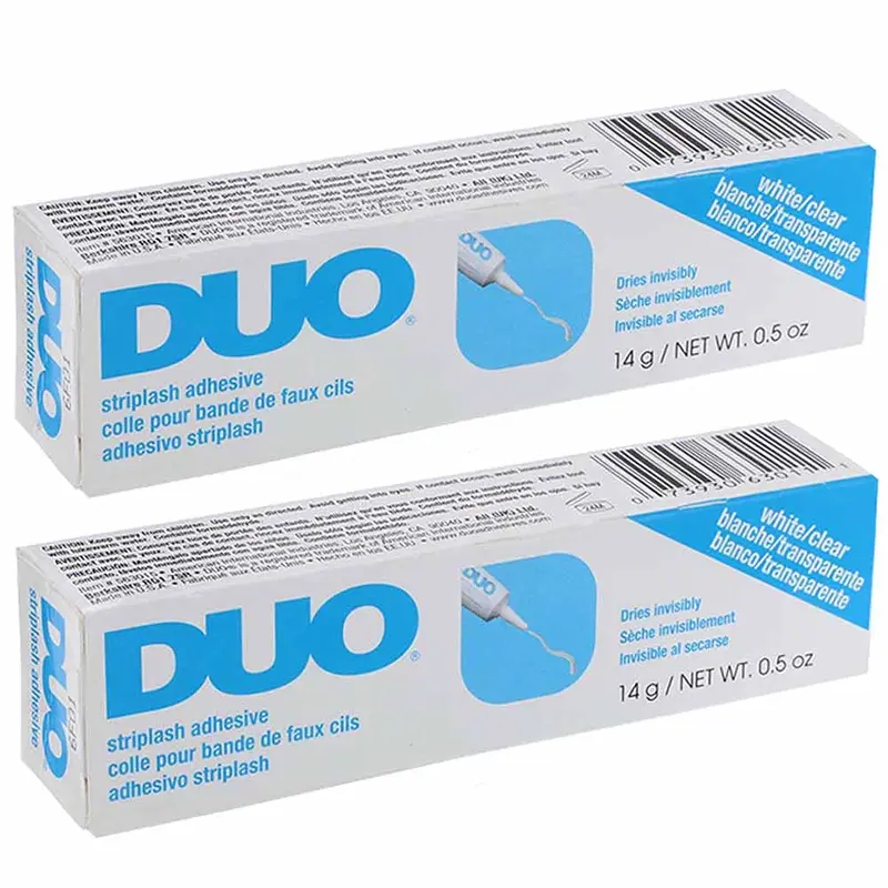 DUO Colle pour Cils – Adhésif Transparent pour Faux Cils, Tenue Longue et Imperméable, 0,5 oz, Lot de 2