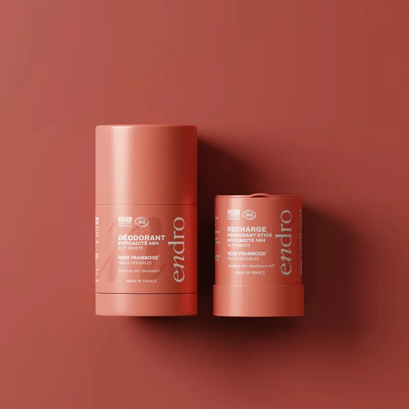 Duo déodorant stick & recharge 48H - Parfum rose-framboise