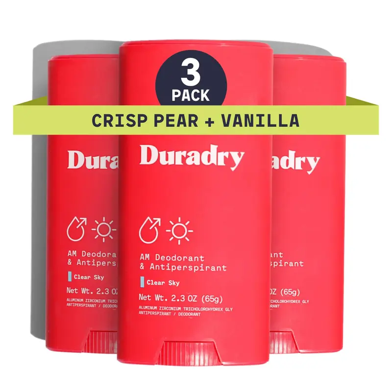 Duradry Clinique Anti-transpirant Renforcé – Clear Sky (Poire et Vanille), 3-Pack