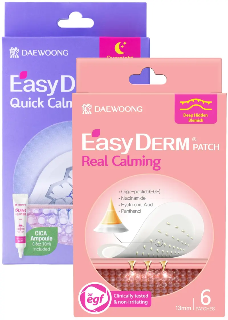 DWEasyDerm EasyDerm Duo Pansements Acné – 10 Pansements Magnésium + 6 Micro-Darts, Coffret Soin en 2 Étapes K‑Beauté