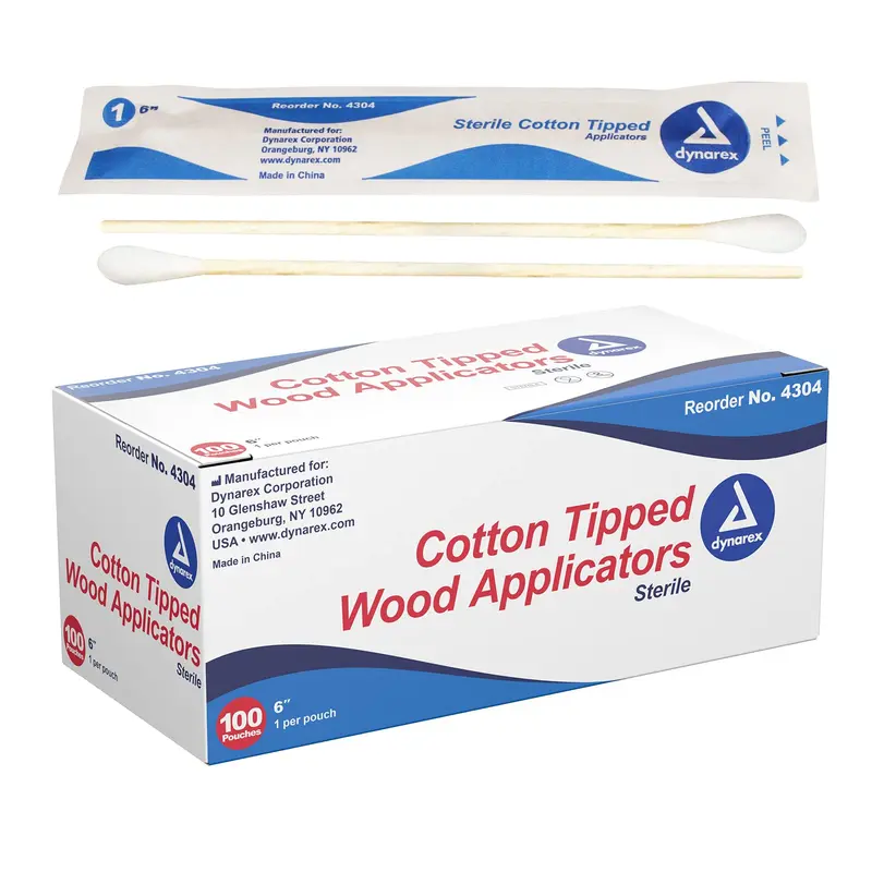 Dynarex Applicateurs coton 6 pouces – Stériles et non stériles, boîte de 100