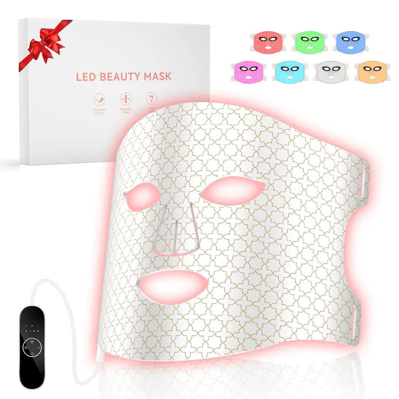 DZAVOK Masque de thérapie lumineuse pour le visage – 7 modes, 3000mAh, 400 LEDs, IR 850nm, bleu et orange