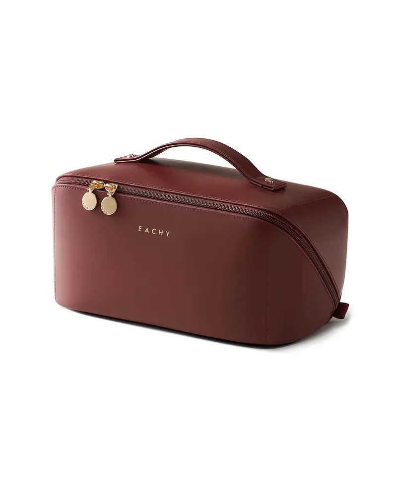 EACHY Sac de Maquillage Voyage – Grande Capacité, Ouverture Plate, Trousse avec Diviseur et Poignée