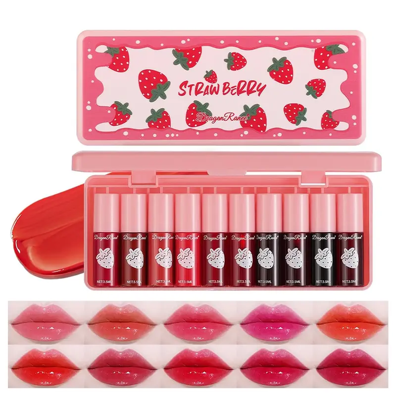 Eakroo Set Teint Lèvres 10 Couleurs – Teint Lèvres Hydratant Coréen, Longue Tenue, Non Collant