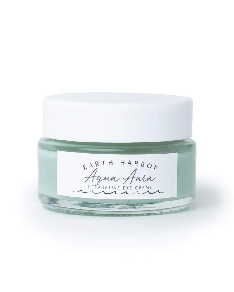 Earth Harbor | AQUA AURA Crème Réparatrice Yeux | Rajeunir & Nourrir | Bleu Tansy + Collagène d’Algues | Végane & Commerce Éthique | 15 ml