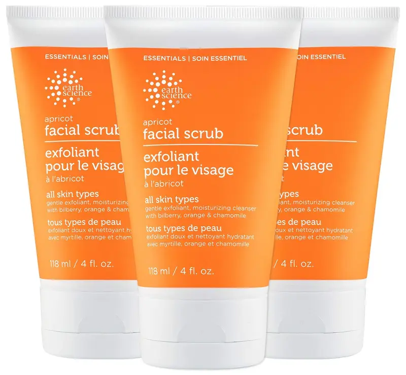 Earth Science – Gommage Doux à l’Abricot pour Visage – Tous Types de Peau (3 pièces, 4 oz)