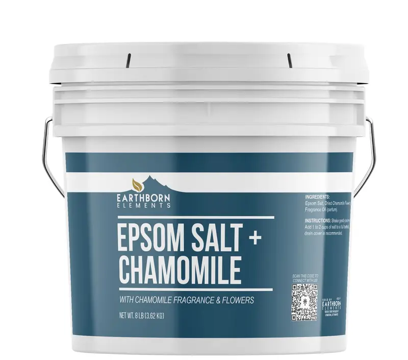 Earthborn Elements Camomille Sel d’Epsom – 8 lb, Seau, Bain Aromatique avec Fleurs Séchées