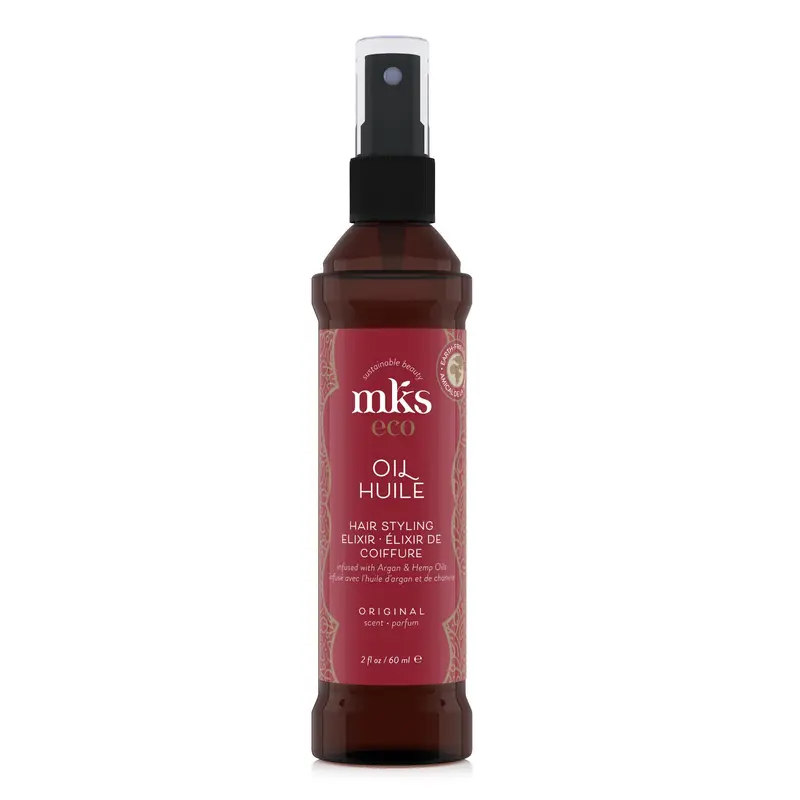 Earthly Body MKS Eco Oil Original – Huile coiffante cheveux, argan et chanvre, 2 oz