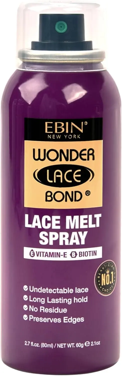 EBIN NEW YORK Wonder Lace Melt Aérosol Spray | Dentelle indétectable et tenue longue durée | Sans résidu | Vitamine E + Biotine (80 ml)