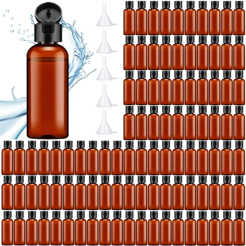 Eccliy – Lot de 100 Bouteilles de Voyage 2 oz avec Bouchons Clapet et Entonnoirs – Contenants Liquides Réutilisables