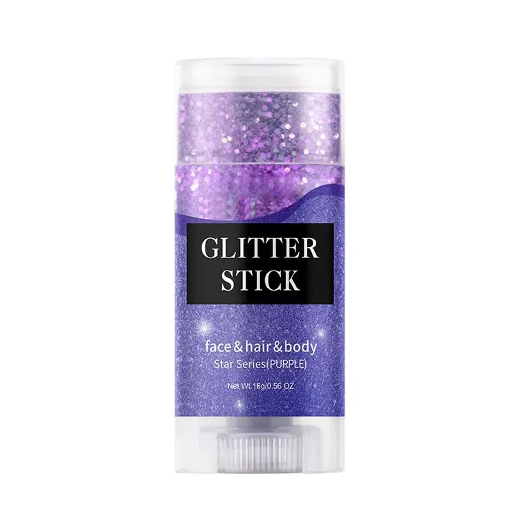 ECDMKF Stick pailleté Visage et Corps – Glitter holographique violet pour concerts et festivals