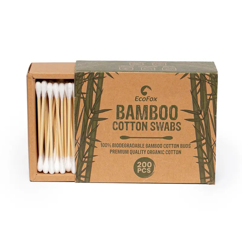 EcoFox Cotons-Tiges Bambou 200 – Double Pointe et Coton Pur
