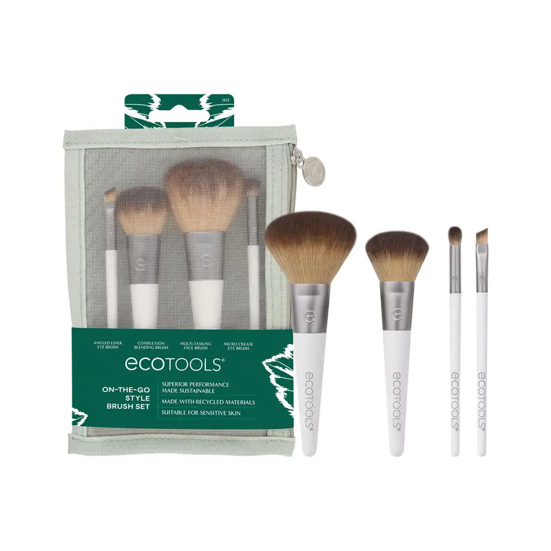 EcoTools Ensemble de Pinceaux en Déplacement – Style Nomade, 5 Pièces, Végan et Sans Cruauté