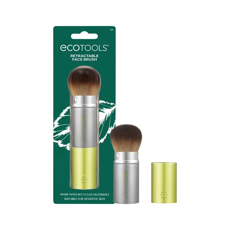 EcoTools Pinceau Visage Rétractable – Kabuki polyvalent pour Fond, Poudre, Blush et Bronzer | Végan et Sans Cruauté