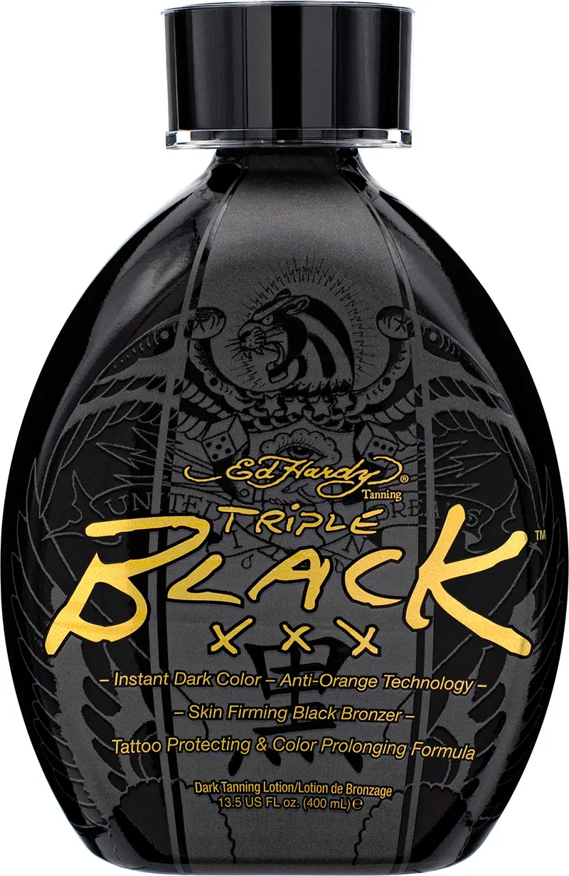 ED HARDY Black XXX Lotion Autobronzante – Teint profond et durable, 13,5 oz
