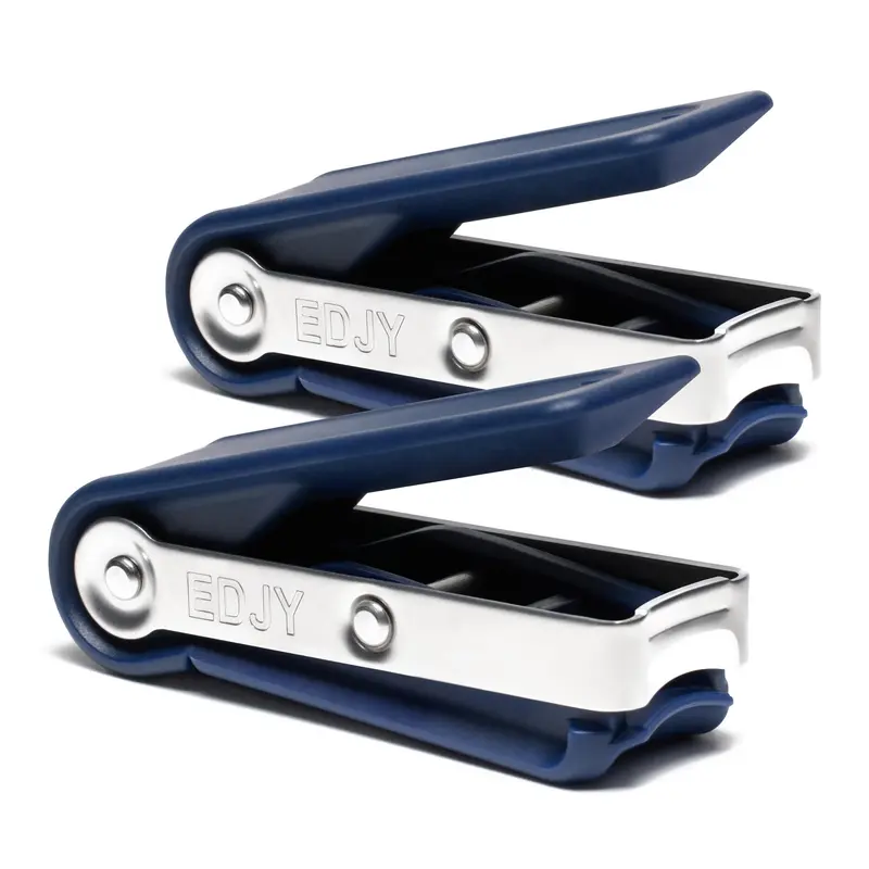 EDJY Coupe-ongles précision en acier inoxydable – Lame affûtée, ergonomie et durabilité | Navy | Lot de 2