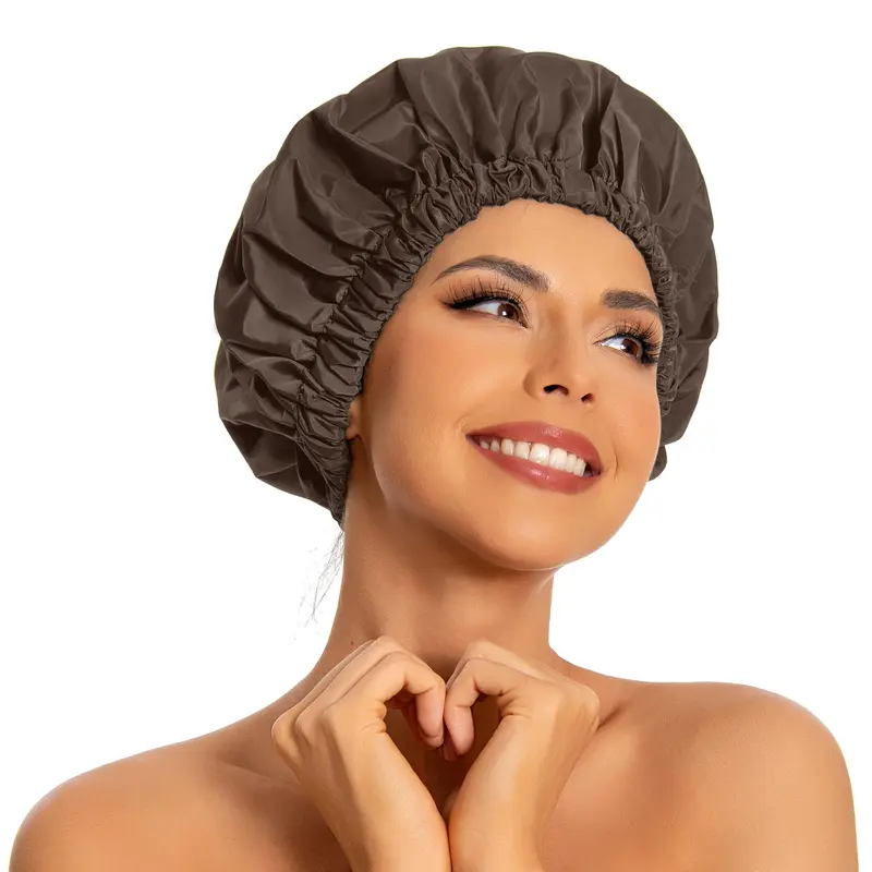 Edoneery Bonnet de Douche Réutilisable pour Femmes – Grande Taille, Étanche et Lavable, Longs Cheveux