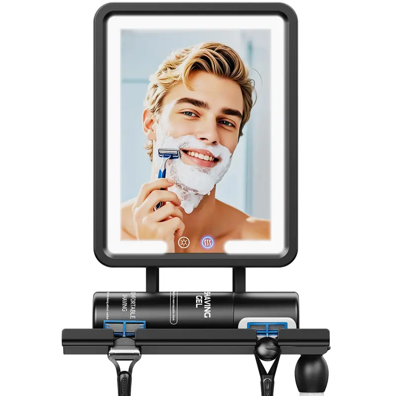 eeuuty Miroir Douche Chauffant Anti-Buée Gen 3 – 3 Couleurs, Sans Perçage, Porte-Rasoir