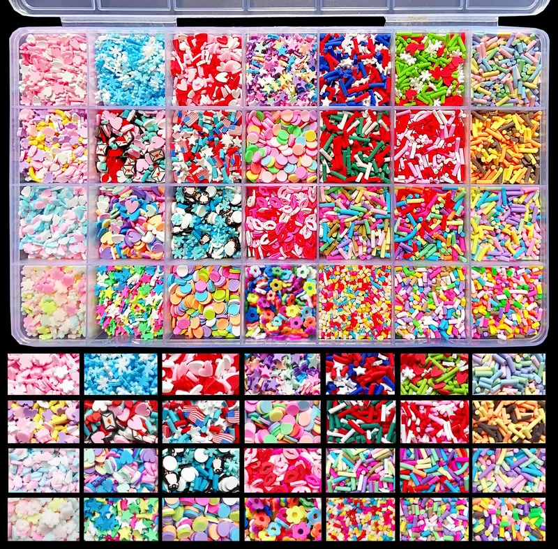 EHOPE Tranches décoratives en pâte polymère – 28 styles, 220 g pour Nail Art et DIY