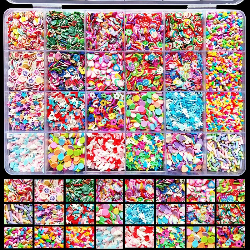 EHOPE Tranches Fruits et Fleurs en Résine – Déco en Paillettes Factice pour Nail Art et Bricolage (24 Motifs)