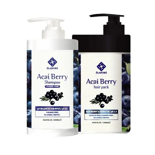 Elabore Pack Capillaires Baies d'acai et Shampooing Sans Sulfates – 1000 ml