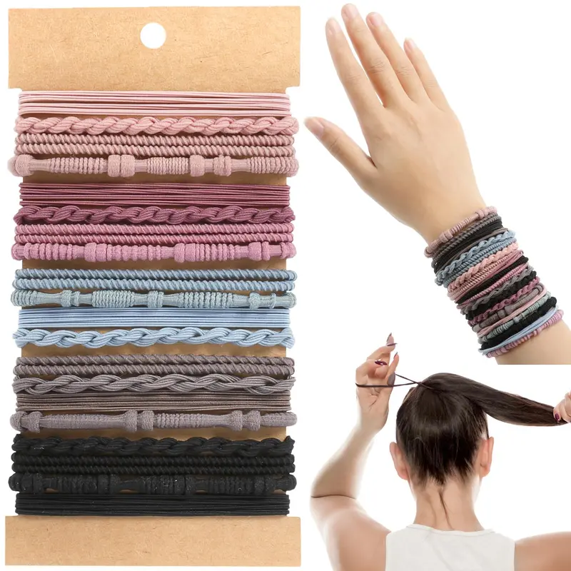 Élastiques à cheveux bohème OHCISP – 20 pièces, 4 styles, sans dommages – Serre-têtes roses pour filles et femmes