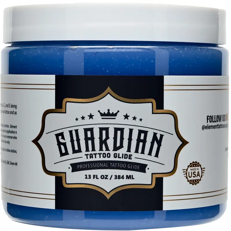 Element Tattoo Supply Guardian Tattoo Glide Gel – Gel de tatouage et soin après, hydratant avec vitamines A, C, E et extraits botaniques, pot de 13 oz