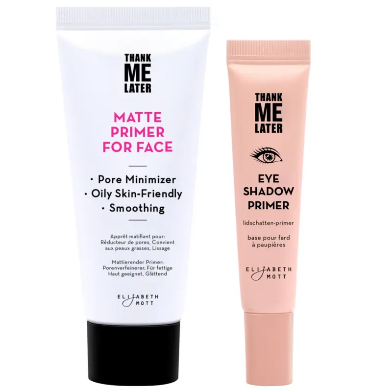Elizabeth Mott Thank Me Later – Base primer visage et yeux, fini mat, contrôle huile, tenue longue durée (10g & 30g)