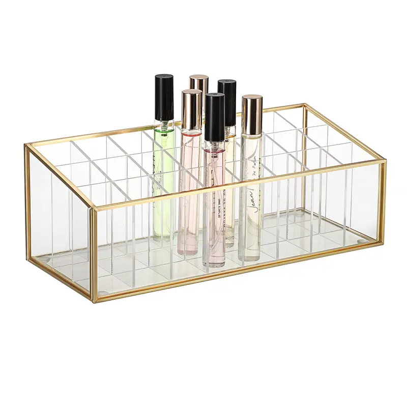 ELLDOO Organisateur Rollerball – 24 Emplacements en Acrylique Transparent et Cadre Doré