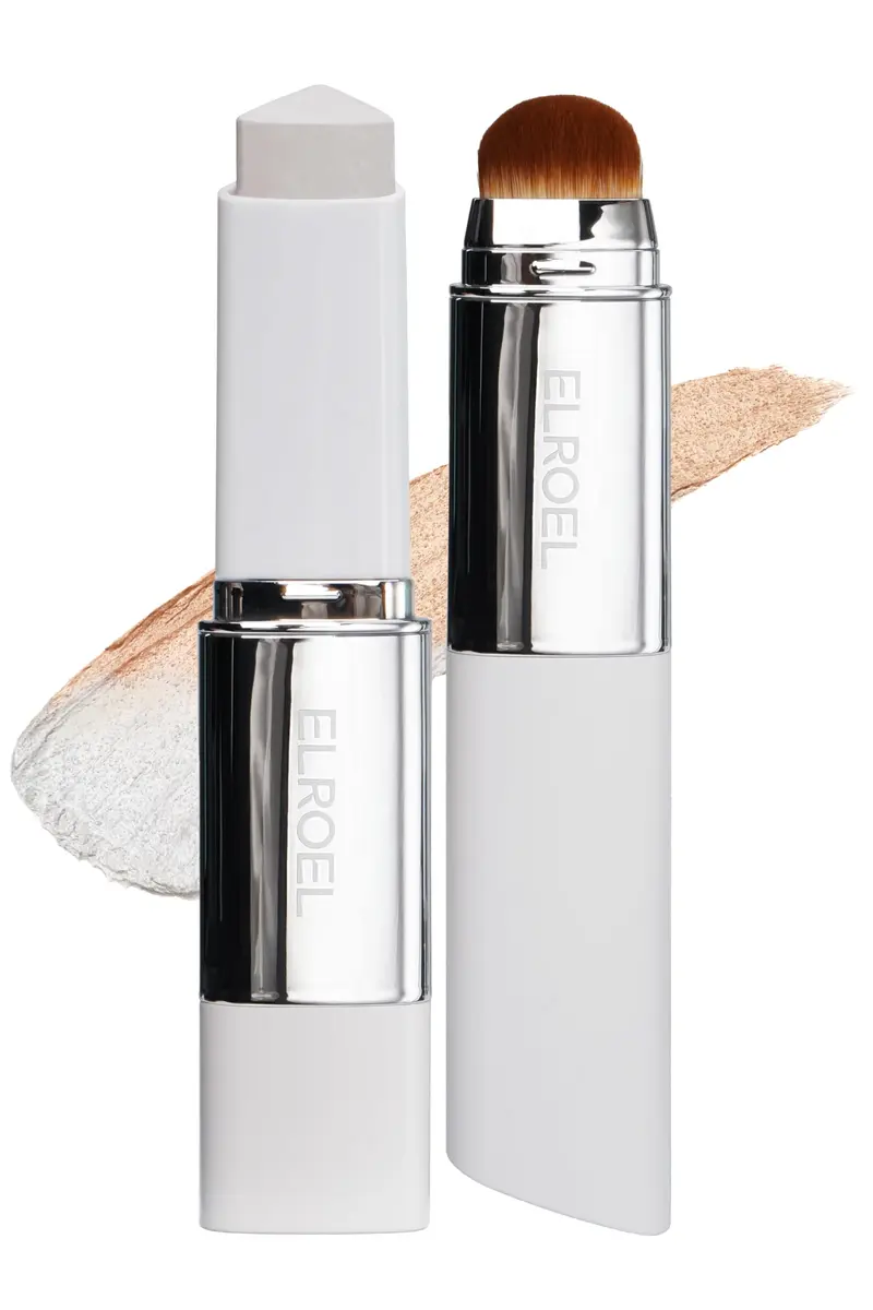ELROEL BLANC Cover Stick V – Fond de teint à changement de couleur coréen avec brosse détachable – Couvrance légère à moyenne (201 clair, 0,45 oz)