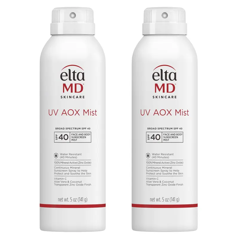 EltaMD UV AOX Mist SPF40 – Brume minérale SPF 40 pour visage et corps (Pack de 2)