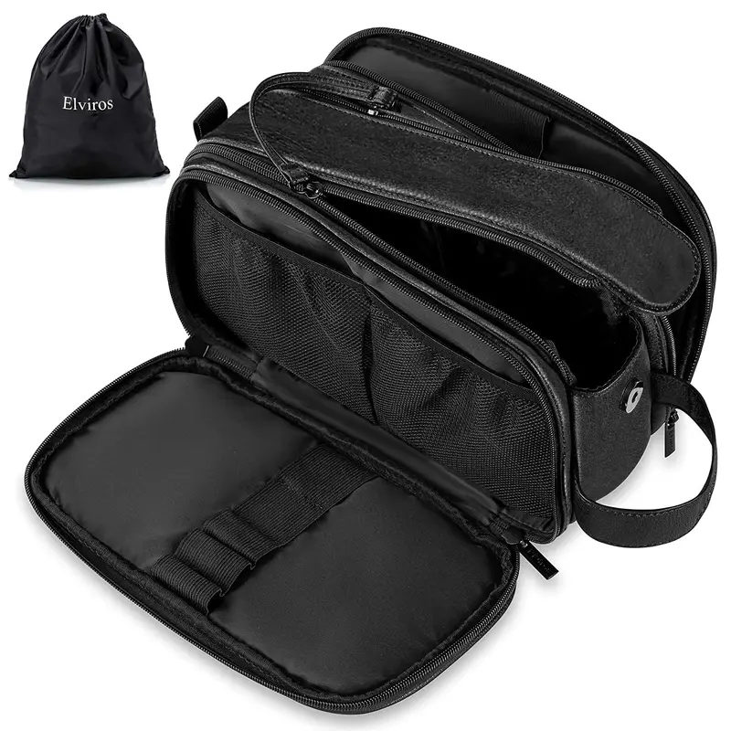 Elviros Trousse Toilette Homme - Grand Dopp Kit Imperméable & Organisé