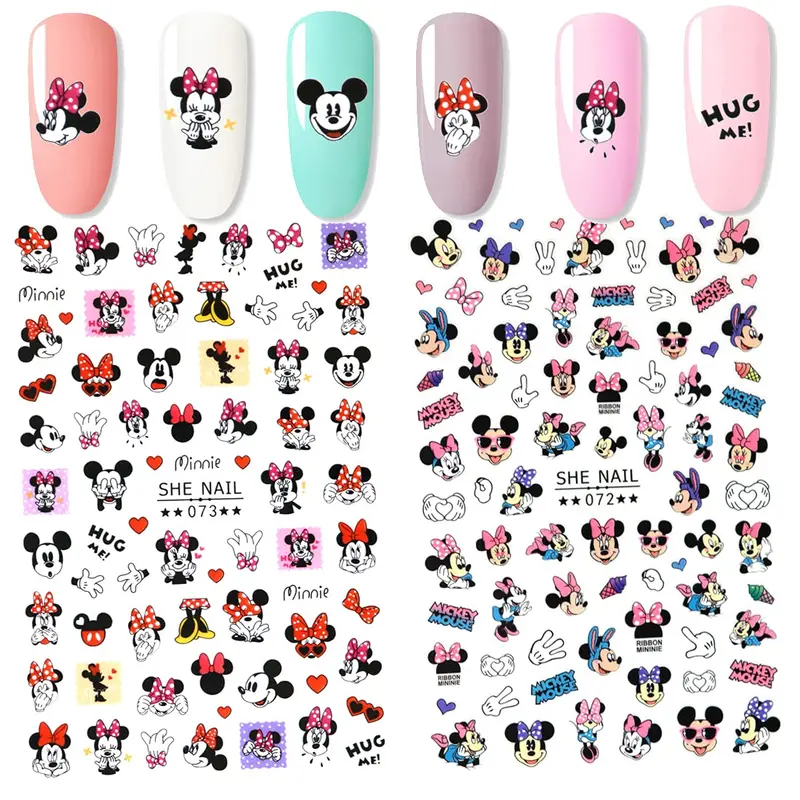 Emifunny – 2 pièces stickers ongles 3D souris kawaii auto-adhésifs